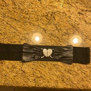Black Waist Belt W/ Bling Heart